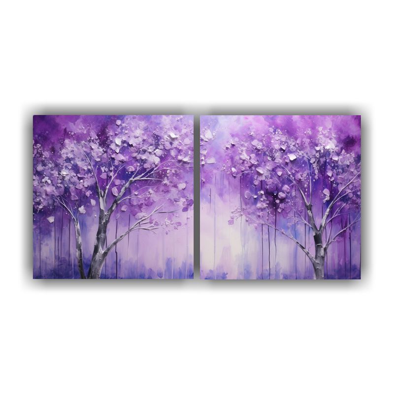 GENERICO - Cuadros Sublimados De Tela En Colores Morado Y Plata Con Est 160x80cm