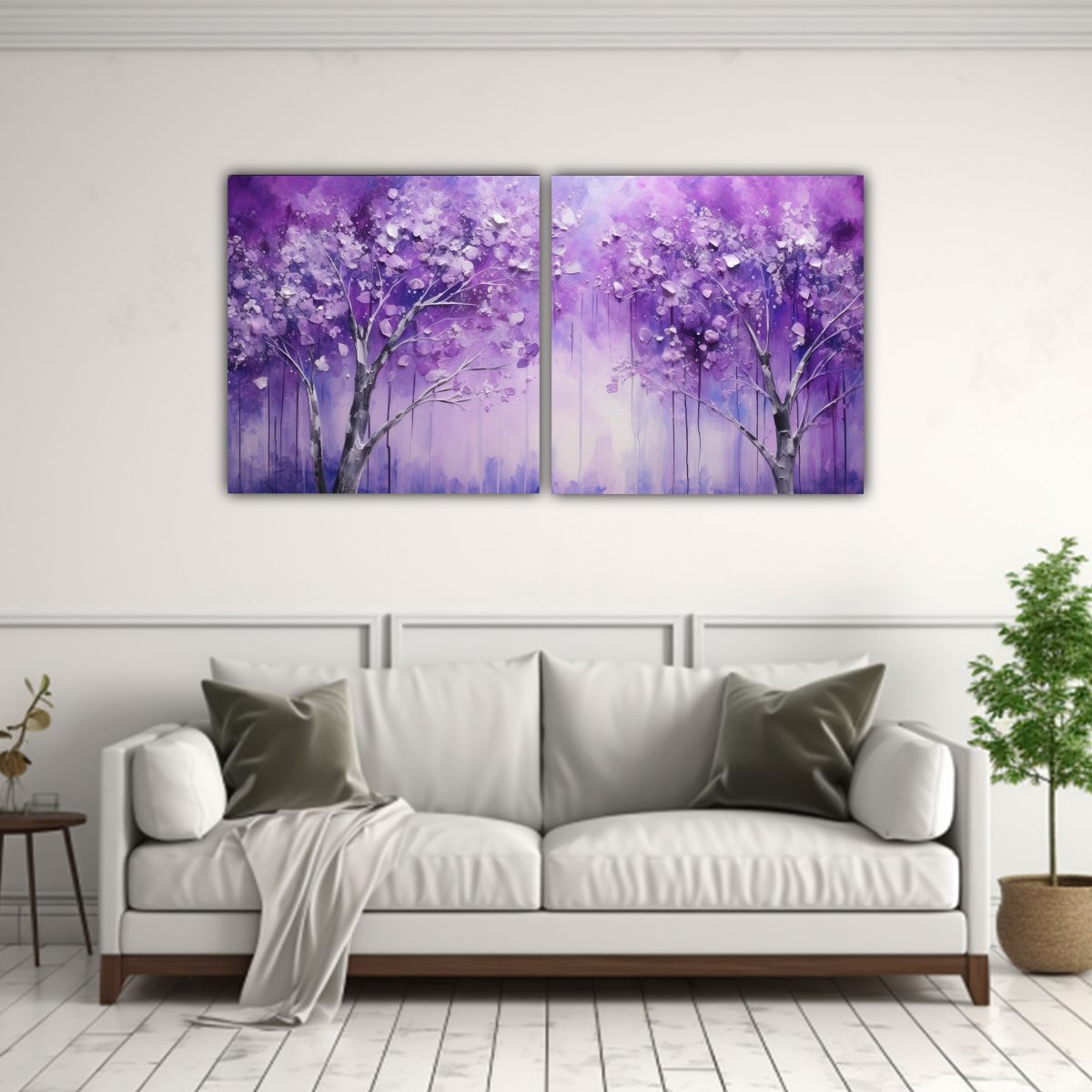 GENERICO - Cuadros Sublimados De Tela En Colores Morado Y Plata Con Est 160x80cm