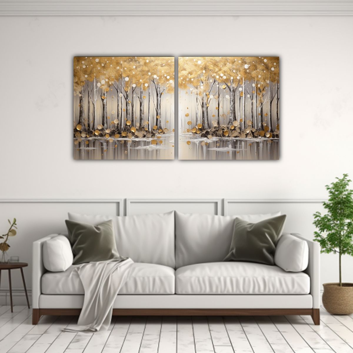 GENERICO - Pintura De Pared En Tonos Dorados Y Plateados Estilo Refinad 160x80cm