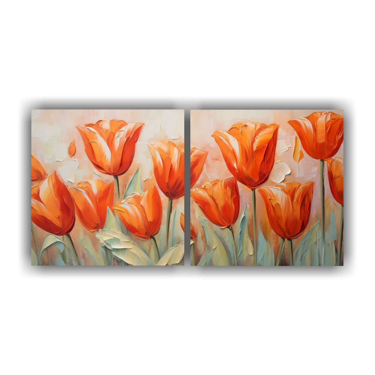 GENERICO - Pintura En Lienzo De Tulipanes Naranjas Estilo Decorativo 160x80cm