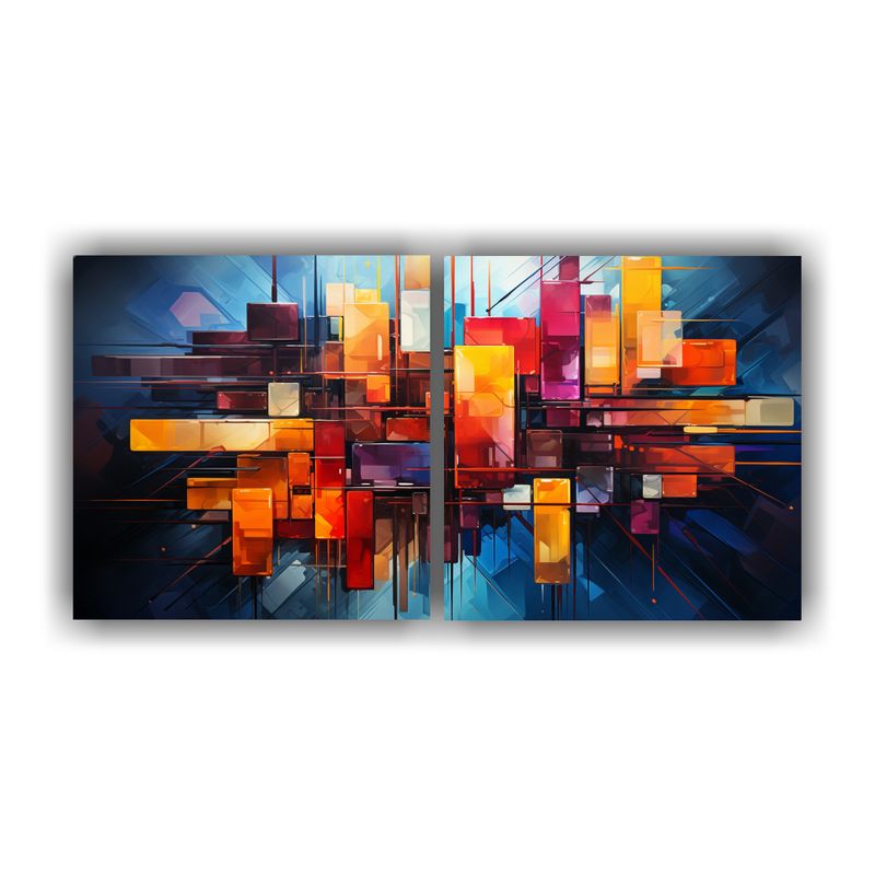 GENERICO - Dos Lienzos De Tela Calidos Regalo, Pintura Abstracta Colori 160x80cm