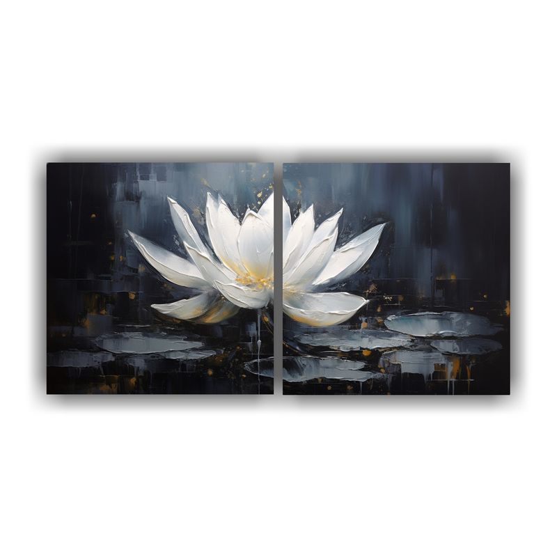 GENERICO - Pintura De Pared Moderna Estilo Flor De Loto En Lienzo Decor 160x80cm