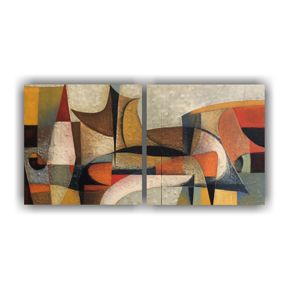 GENERICO - Díptico Decorativo Juveniles Pintura Al óleo Abstracta Sig 160x80cm