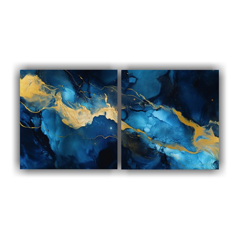 GENERICO - Set 2 Telas En Bastidor Inspiración Simétrica Textura Már 140x70cm