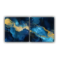 GENERICO - Set 2 Telas En Bastidor Inspiración Simétrica Textura Már 140x70cm