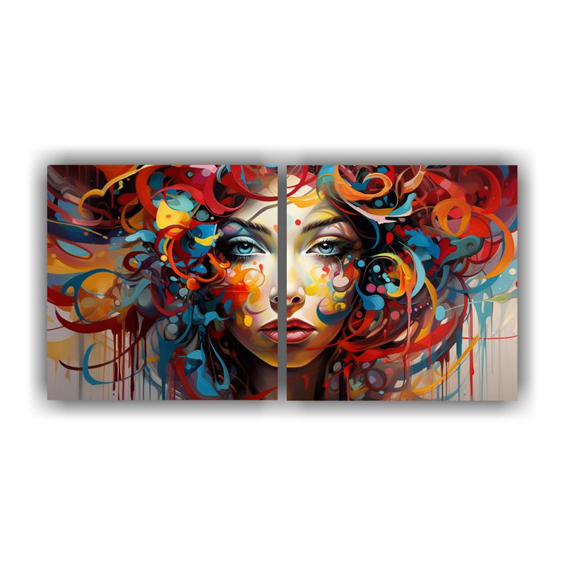 GENERICO - Pintura Facial Abstracta De Mujer En Lienzo 160x80cm