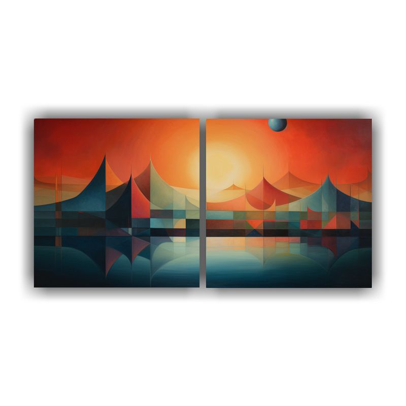 GENERICO - Cuadro Geométrico Abstracto En Bastidor, Expresión época  160x80cm