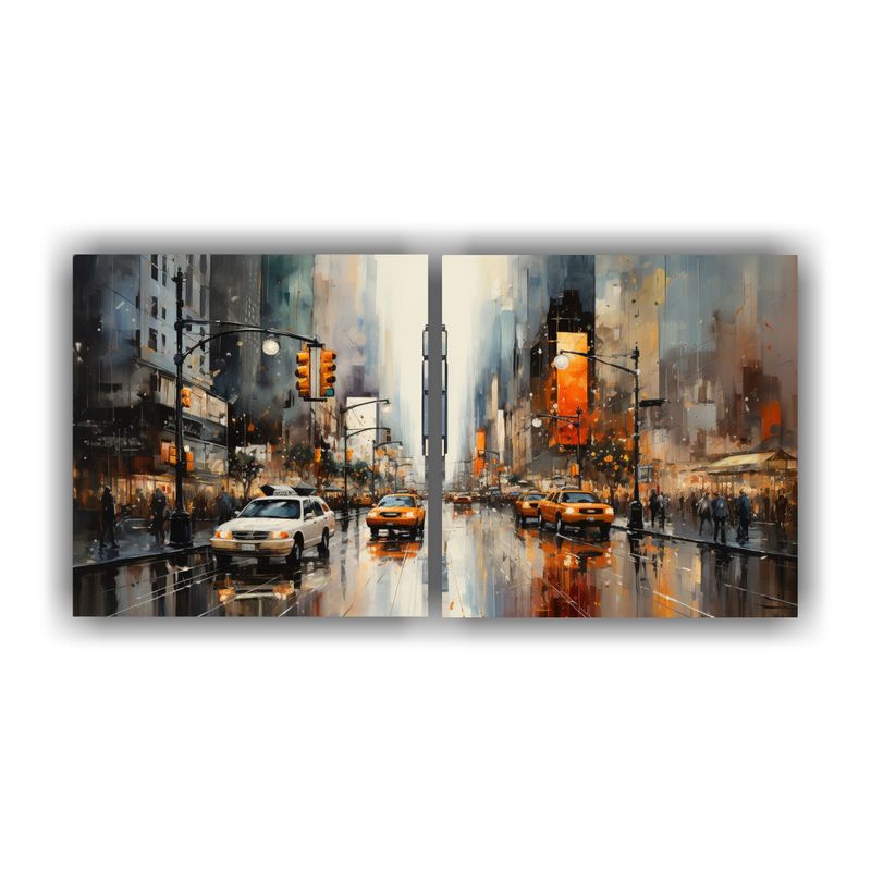 GENERICO - Cuadros Inspiradores De Nueva York En Estilo Gris Champagne  160x80cm