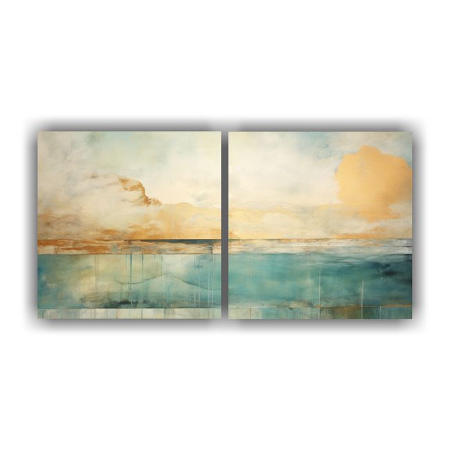 GENERICO - Pintura Multicolor Dos Artes Con Acuarela Carnesi Teal Y Dor 160x80cm