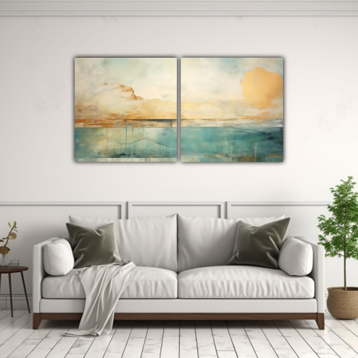 GENERICO - Pintura Multicolor Dos Artes Con Acuarela Carnesi Teal Y Dor 160x80cm