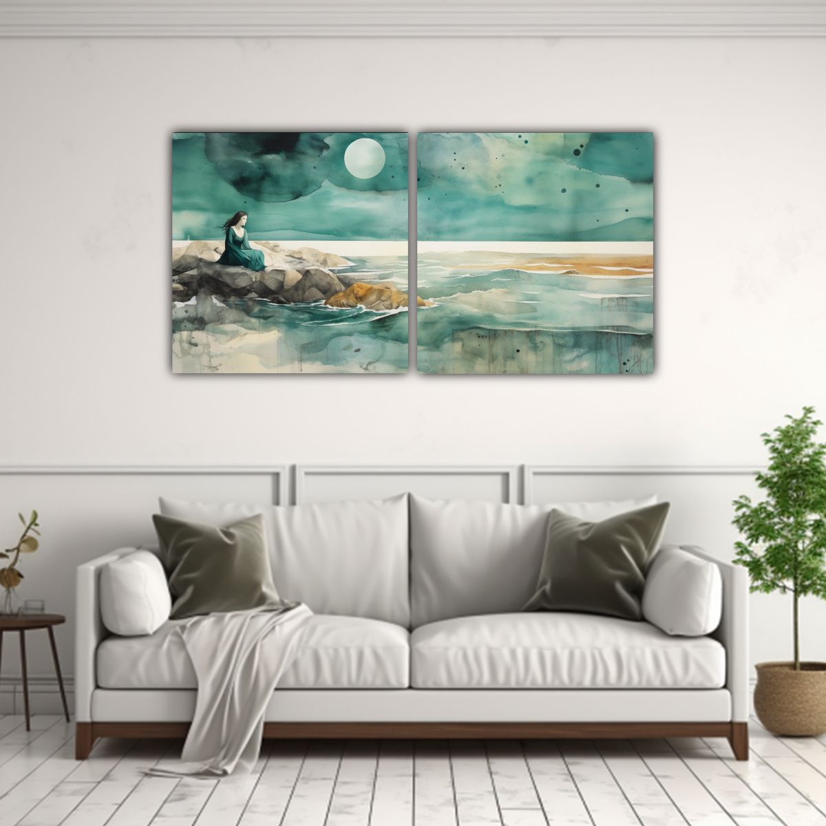 GENERICO - Cuadros Acuarela Para Comedor, Vibrantes Colores, Turquesa Y 160x80cm