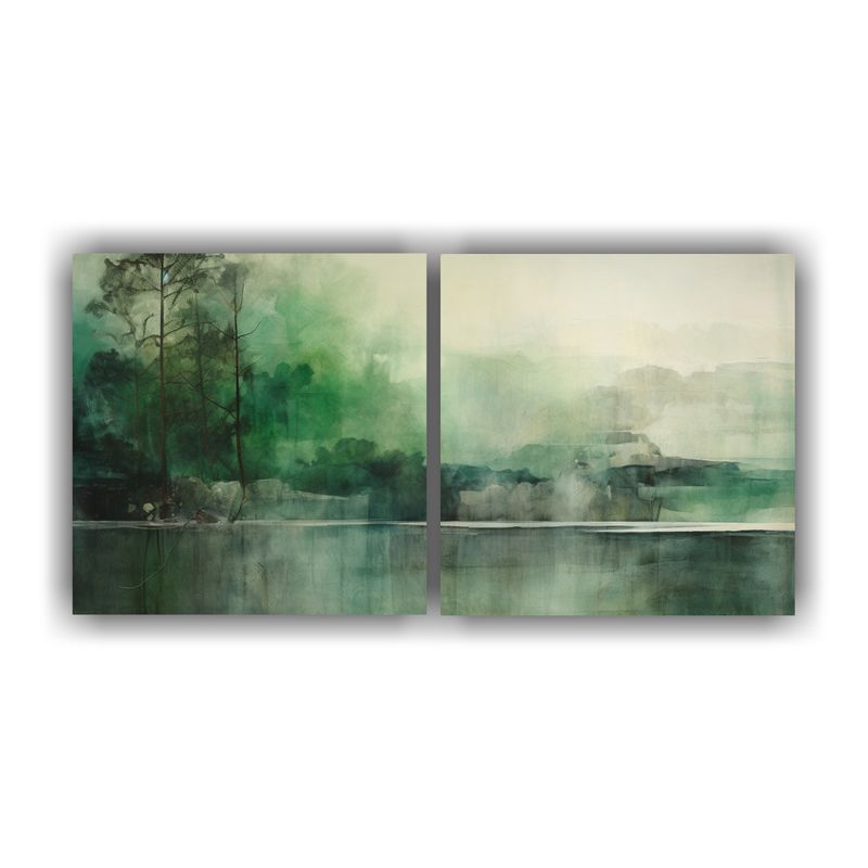 GENERICO - Pintura Estilo Galería Con Figuras En Verde, Turquesa Y Pla 160x80cm