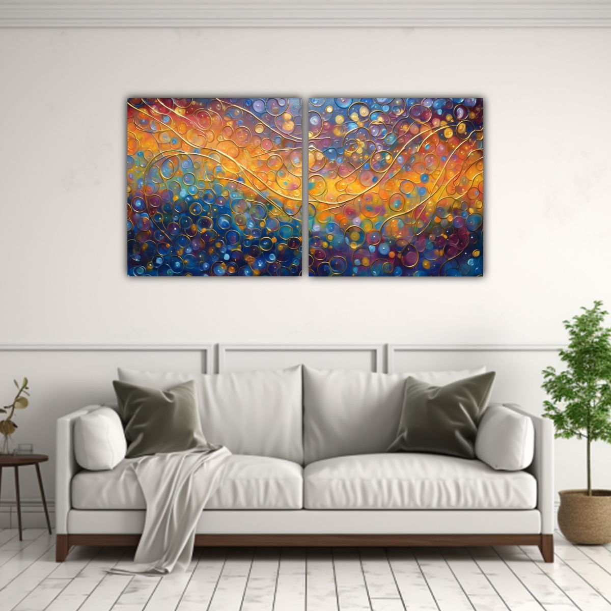 GENERICO - Cuadros Modernos Estilo Puntillismo Luminoso De Líquidos. 160x80cm