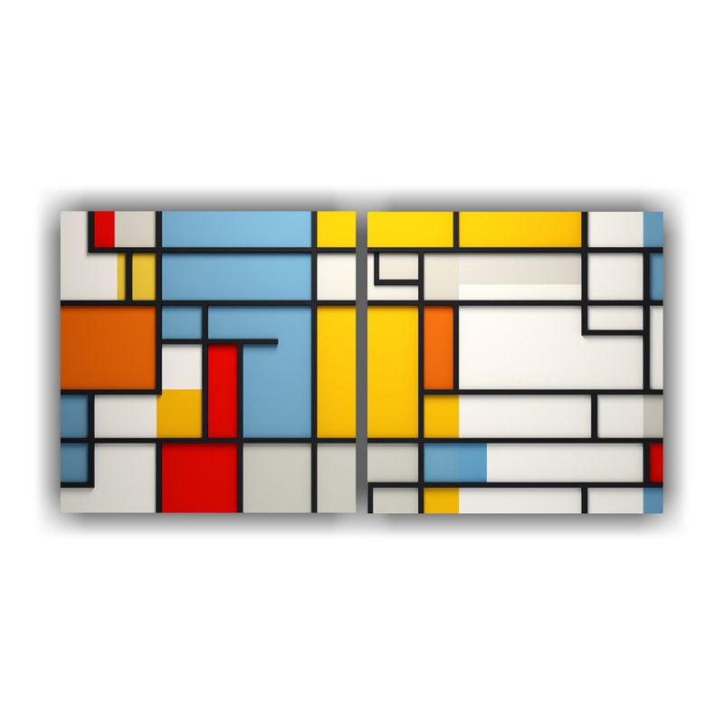 GENERICO - Cuadro Abstracto Geométrico Estilo Mondrian único En Lienz 160x80cm