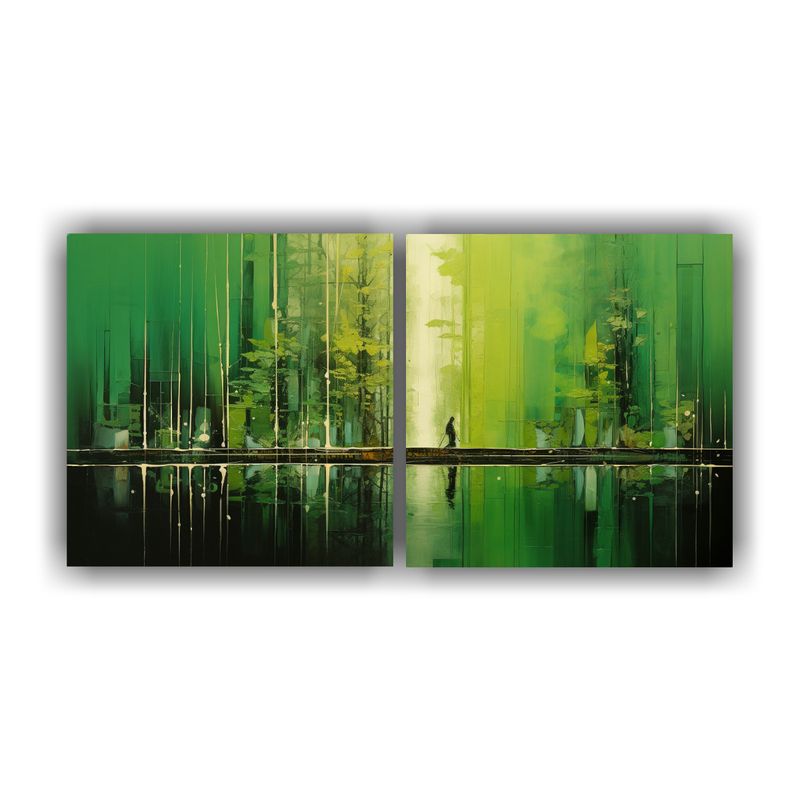 GENERICO - Cuadros Decorativos Inspiración Bosque En Abstracto Verde 160x80cm