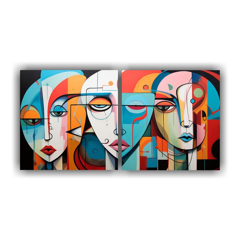 GENERICO - Cuadros De Figuras Humanas Abstractas En Acuarela Moderna 160x80cm