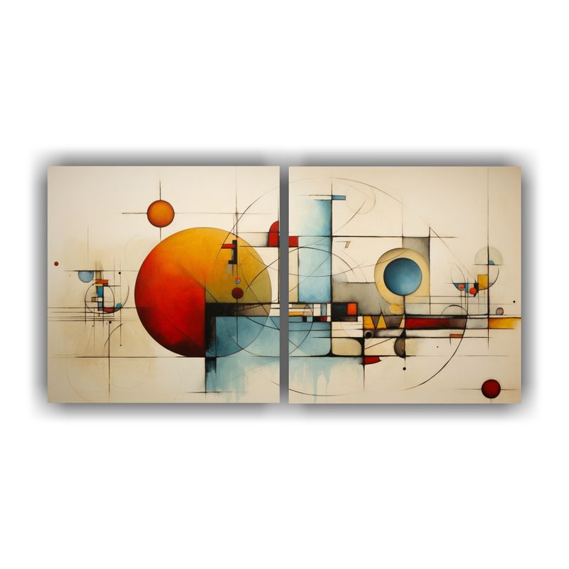 GENERICO - Cuadros Abstractos Grandes Para Decoración Dos Lienzos Abst 160x80cm