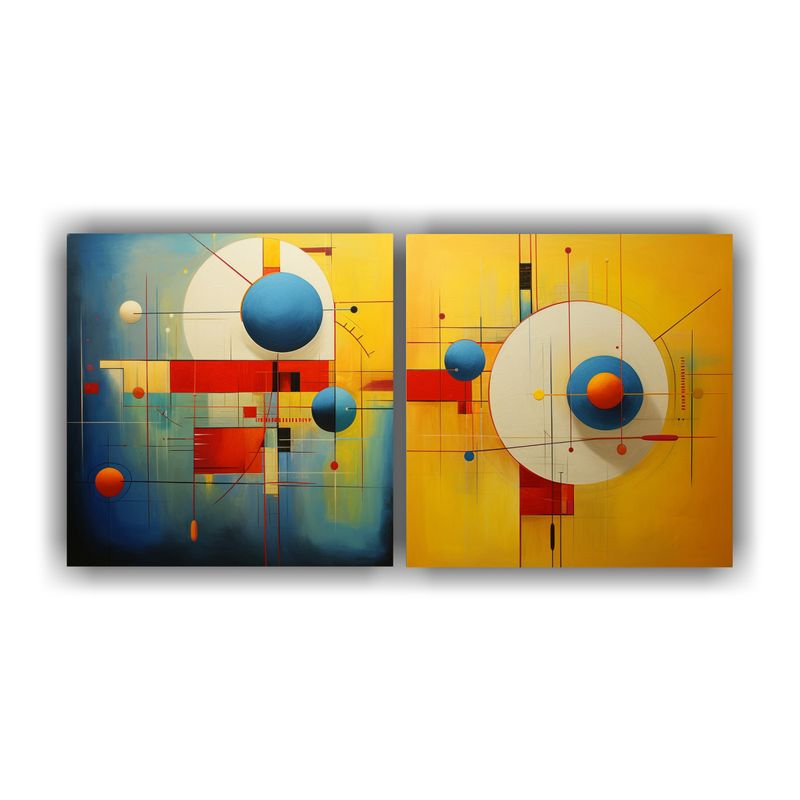 GENERICO - Cuadros Abstractos Dobles En Lienzo Para Decoración De Dos  160x80cm