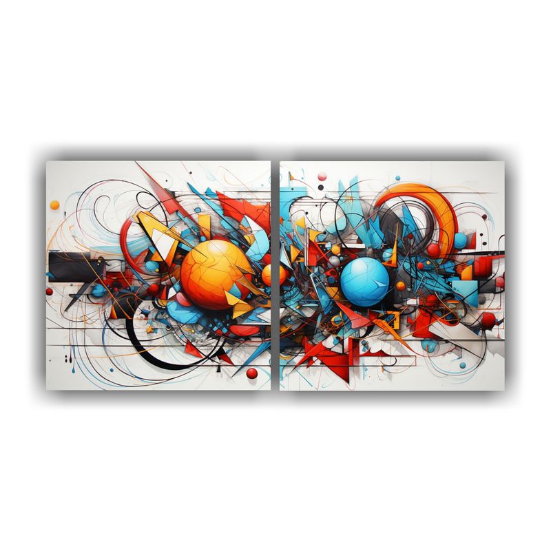 GENERICO - Cuadros Abstractos Con Colores Vibrantes De Dos Artes 160x80cm