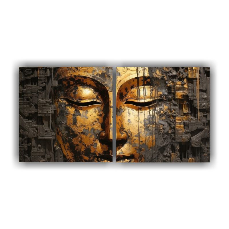 GENERICO - Cuadros De Tela Estilo Abstracto De Buddha En Tonos Modernos 160x80cm