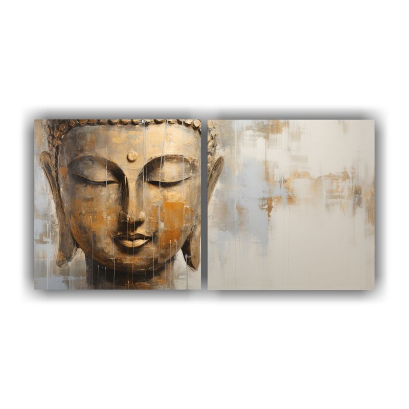 GENERICO - Pinturas Decorativas De Lienzo Abstracto De Buda Dorado Y Bl 100x50cm