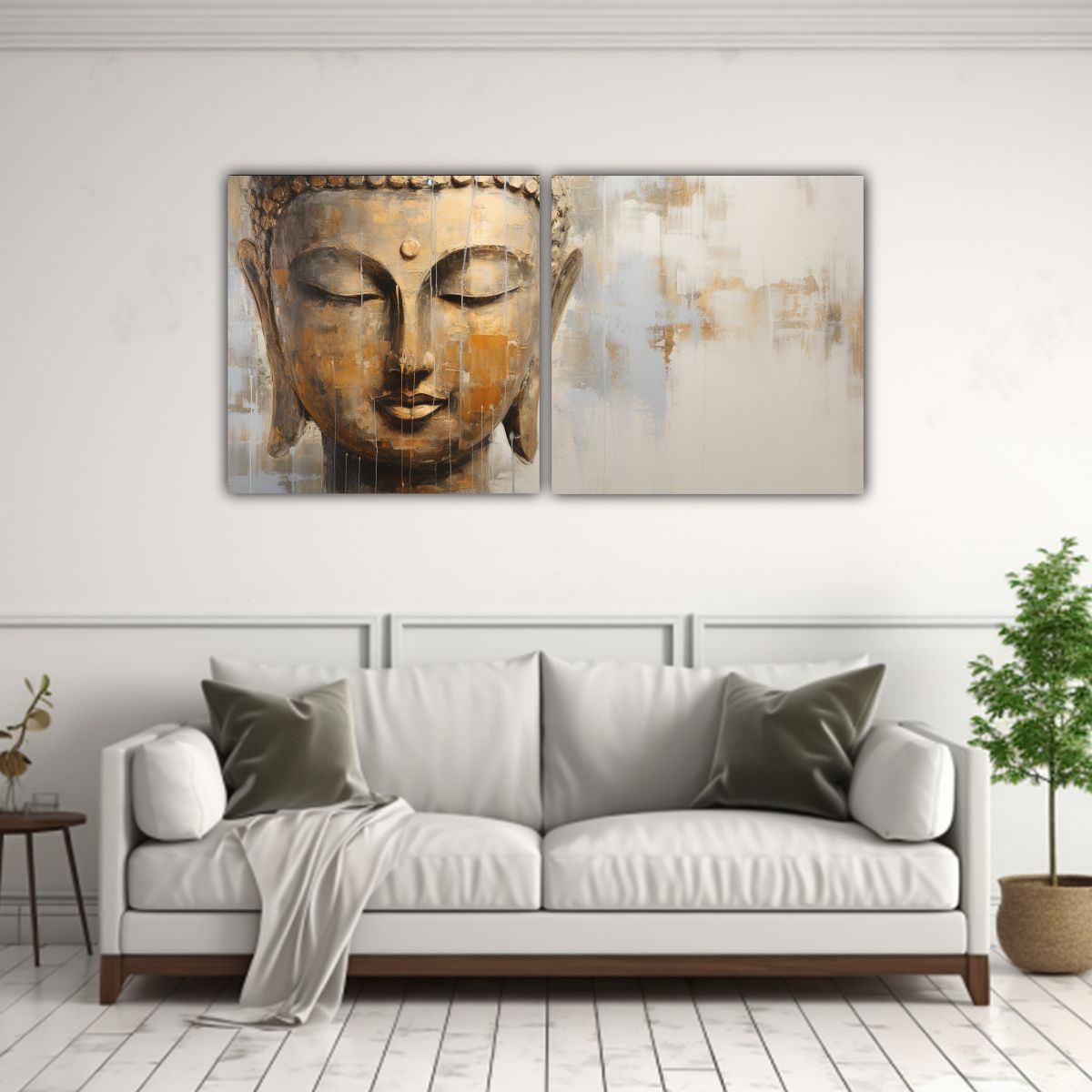 GENERICO - Pinturas Decorativas De Lienzo Abstracto De Buda Dorado Y Bl 100x50cm