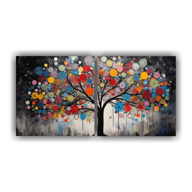 GENERICO - Pintura Temática De Árbol En Colores Vibrantes Y Plateados 160x80cm