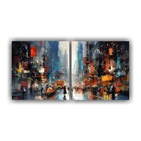 Conjunto De Cuadros Abstractos Para Sala Con Representación 160x80cm