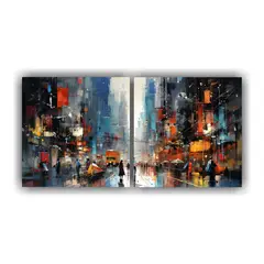 GENERICO - Conjunto De Cuadros Abstractos Para Sala Con Representación 160x80cm