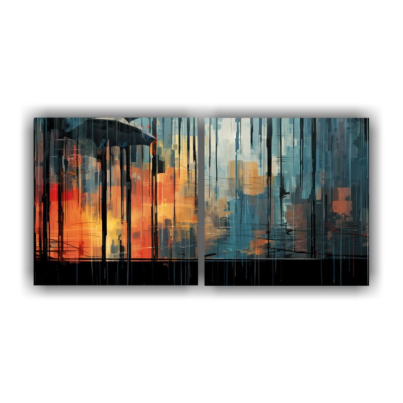 GENERICO - Pinturas De Decoración Set 2 Composiciones Modernas De Un D 160x80cm