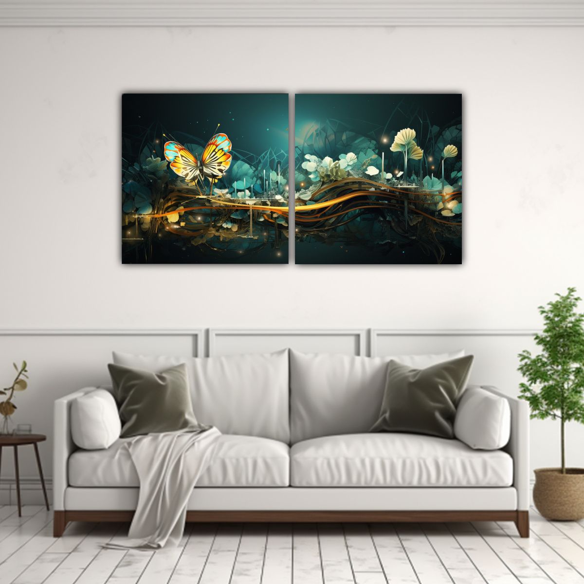 GENERICO - Pinturas Abstractas Fusionando Tecnología Y Naturaleza En D 160x80cm