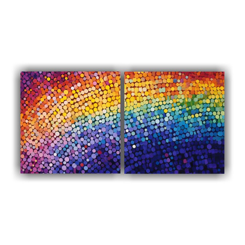GENERICO - Pintura Abstracta Multicolor Fusión De Puntillismo Y Arcoí 160x80cm