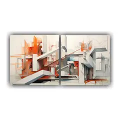 GENERICO - Conjunto De 2 Lienzos De Tela Abstracta Fusionando Emociones 160x80cm