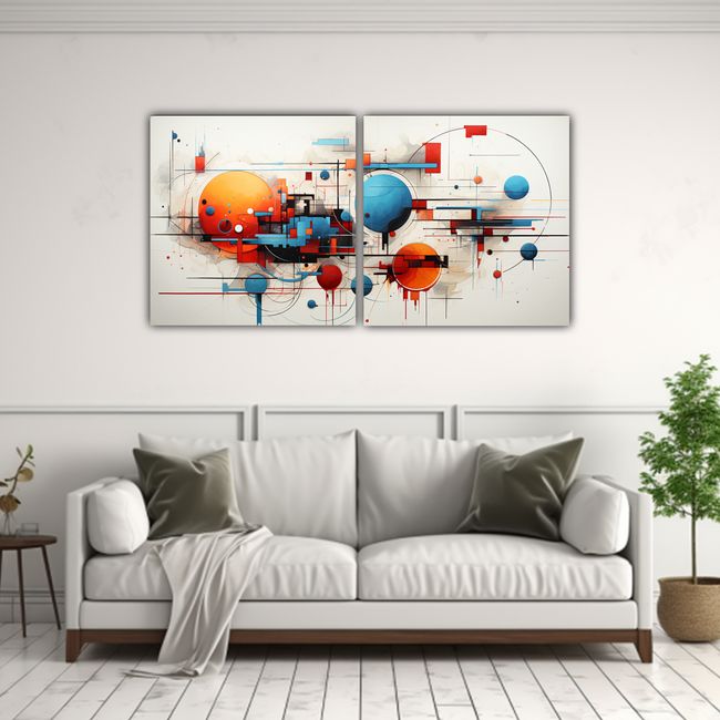 GENERICO - Lienzos Abstractos Para Oficina De Dos Artes Finas 160x80cm