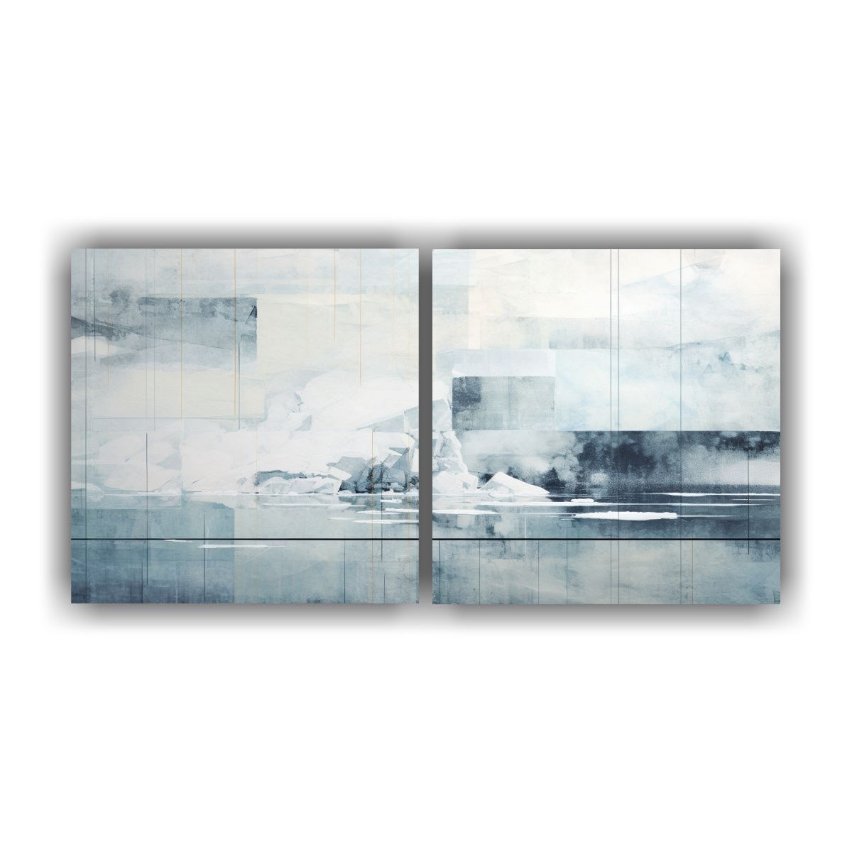 GENERICO - Dos Lienzos De Tela Estilo Galeria Majestuosas En Collage Ab 160x80cm