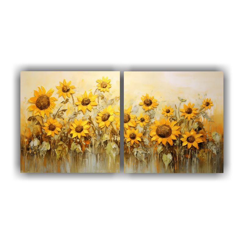 GENERICO - Cuadro Impreso Época Girasoles Amarillos En El Estilo Decor 160x80cm