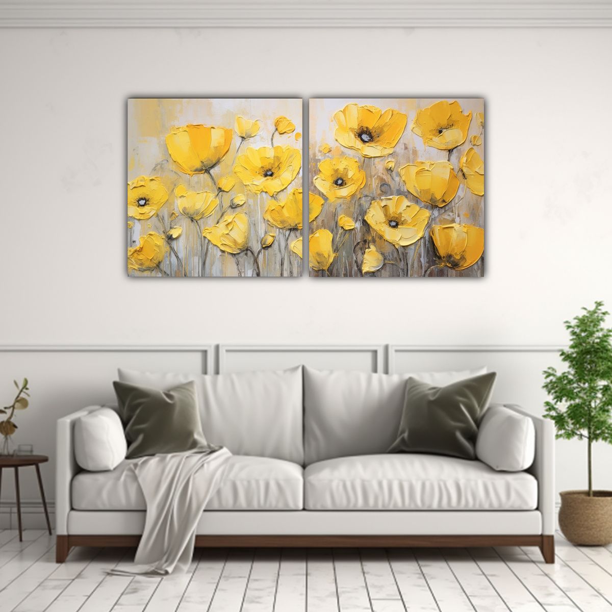 GENERICO - Pintura Alta Calidad Urbano Yellow POPPIES En Lienzo Estilo 160x80cm