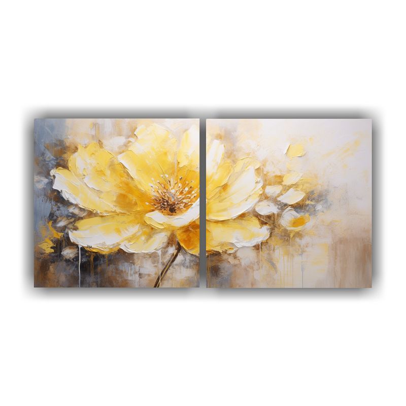 GENERICO - Set De 2 Telas En Bastidor Vintage Con Pintura De Flor Amari 160x80cm