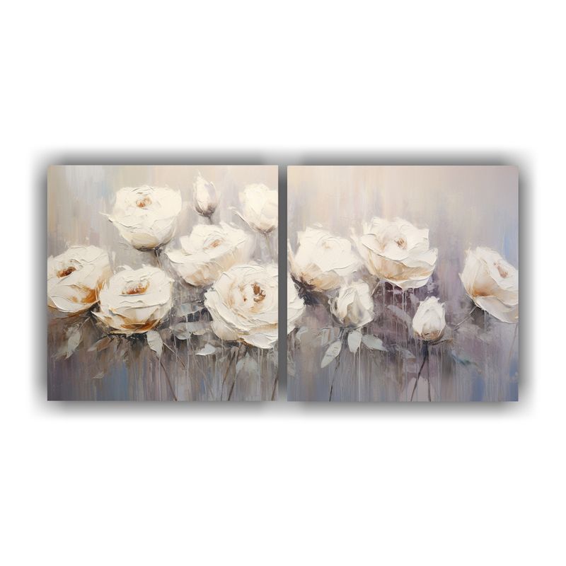 GENERICO - Pintura En Lienzo Estilo Rosas Blancas, Decoración Moderna 160x80cm