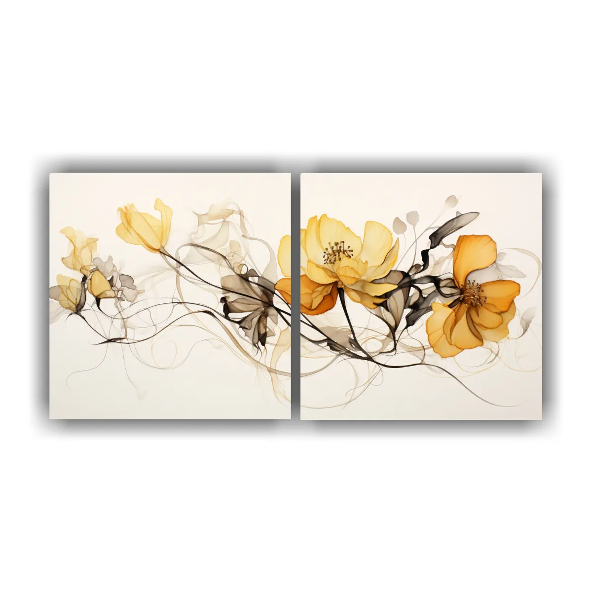 GENERICO - Cuadros Modernos Equilibrio Floral Acuarela Blanca 160x80cm