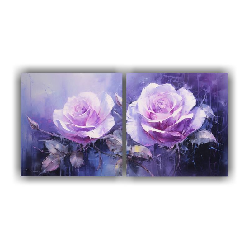 GENERICO - Pintura Multicolor De Rosas Púrpuras En Lienzo Al Estilo De 160x80cm