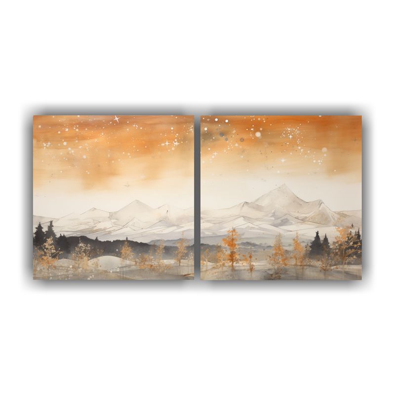 GENERICO - Cuadro Acuarela Paisaje Montaña Estilo Elegante 100x50cm