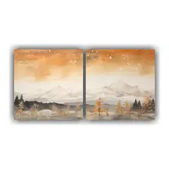 GENERICO - Cuadro Acuarela Paisaje Montaña Estilo Elegante 100x50cm