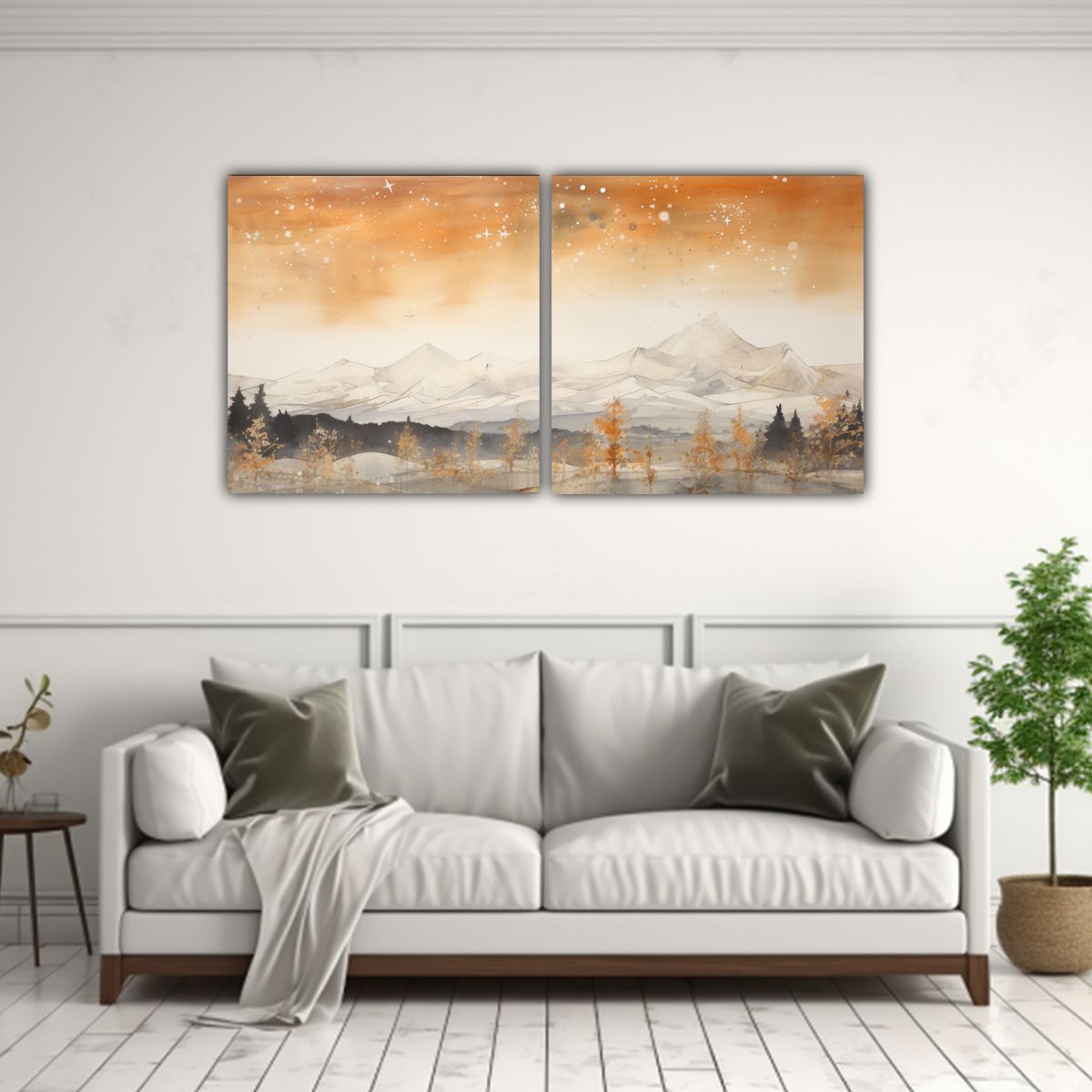 GENERICO - Cuadro Acuarela Paisaje Montaña Estilo Elegante 100x50cm