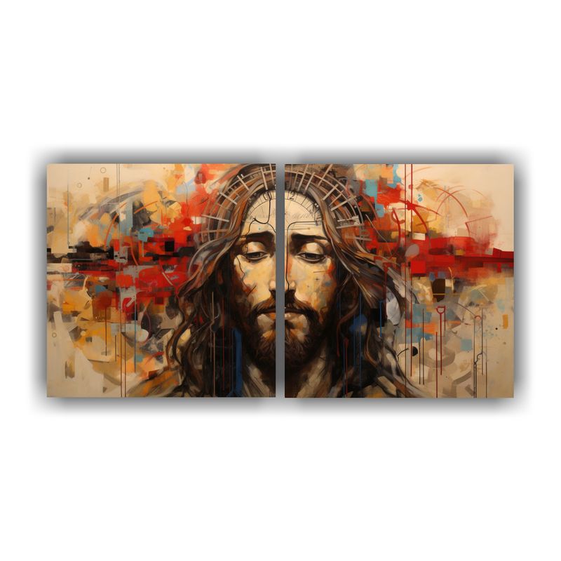 GENERICO - Pinturas En Lienzo Inspiradoras De Jesucristo Set De 2 160x80cm
