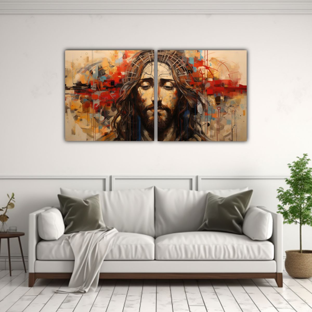 GENERICO - Pinturas En Lienzo Inspiradoras De Jesucristo Set De 2 160x80cm