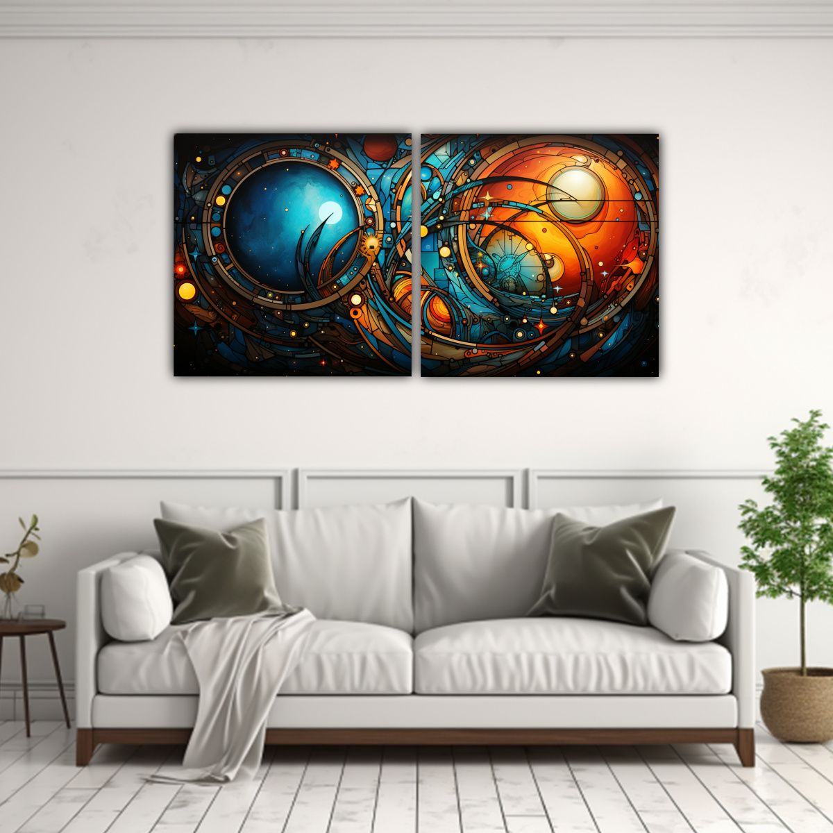 GENERICO - Pinturas Abstractas Geométricas Hippies En Bastidor Decorat 160x80cm