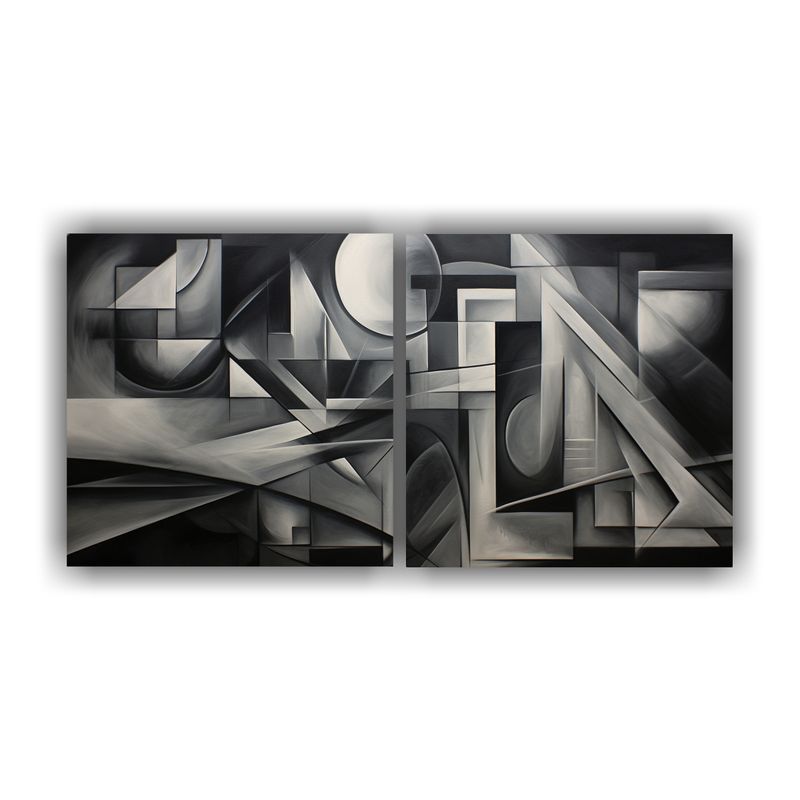 GENERICO - Cuadros Abstractos Tonos Grises Vanguardia Luminosidad 160x80cm