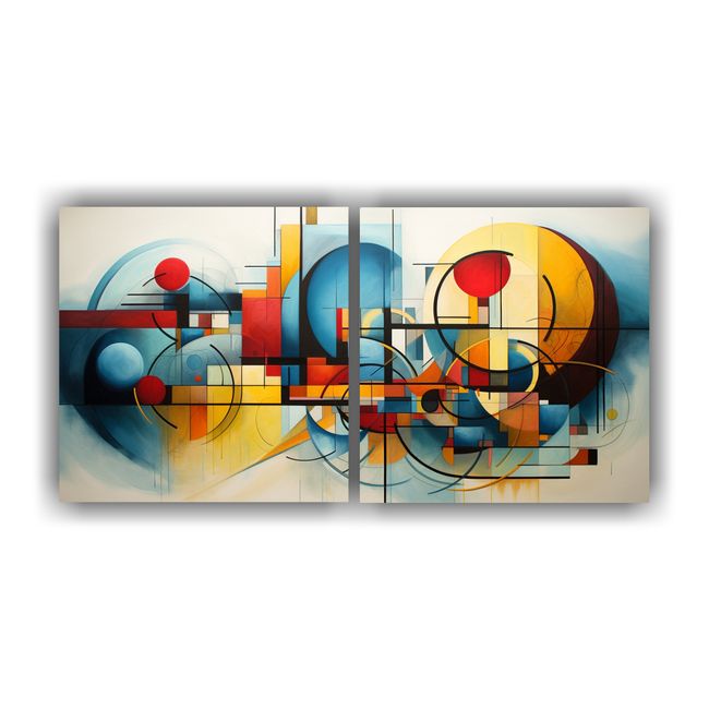 GENERICO - Cuadros Abstractos Online Set 2 Cuadro Impreso Contraste 160x80cm