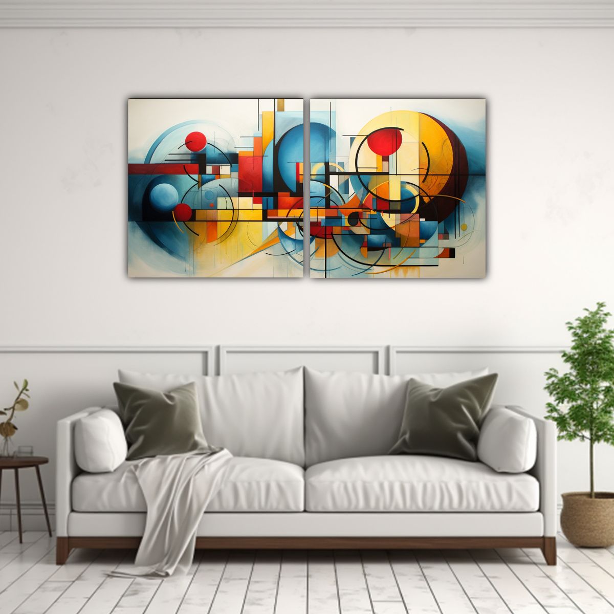 GENERICO - Cuadros Abstractos Online Set 2 Cuadro Impreso Contraste 160x80cm